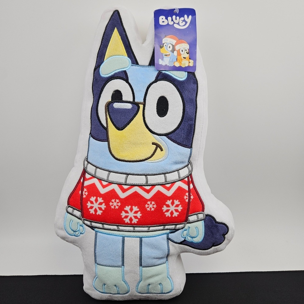 Bluey Christmas Sweater Plush Pillow Kids Holiday‎ Decor New